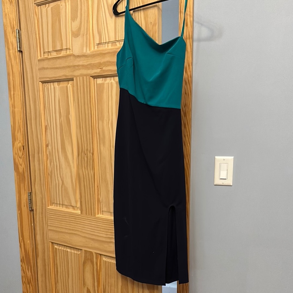 Elegant Teal and Black Women's Dress
